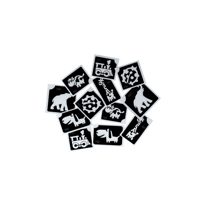 Superstar Glitzer-Tattoo-Set CUTE | 12 niedliche Schablonen