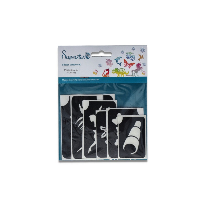 Superstar Glitzer-Tattoo-Set PIRATE | 12 niedliche Schablonen