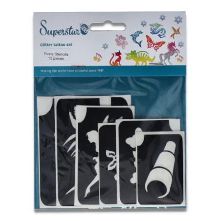 Superstar Glitzer-Tattoo-Set PIRATE | 12 niedliche Schablonen