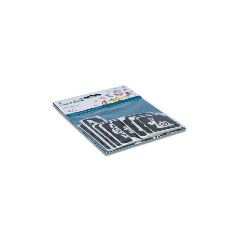 Superstar Glitzer-Tattoo-Set CUTE XL | 24 niedliche Schablonen