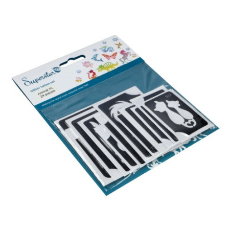 Superstar Glitzer-Tattoo-Set ANIMAL  XL | 24 niedliche Schablonen