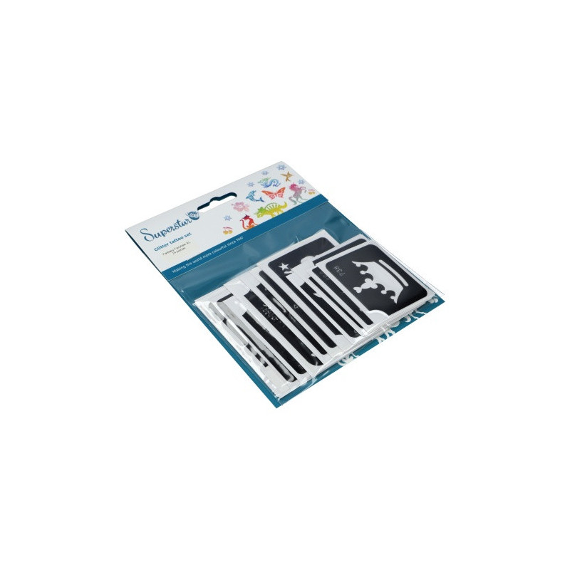 Superstar Glitzer-Tattoo-Set FANTASY FAIRYTALES | 24 niedliche Schablonen