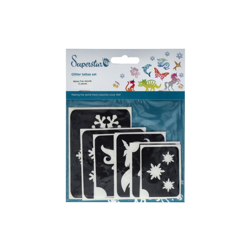Superstar Glitzer-Tattoo-Set WINTER | 12 niedliche Schablonen