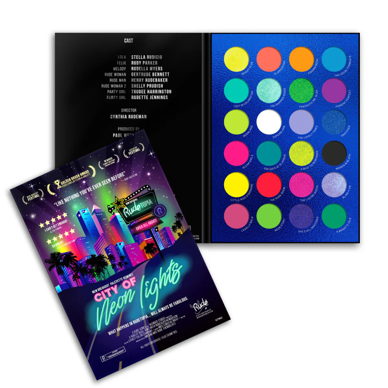 Rude Cosmetics | City of Neon Lights - 24 Vibrant Pigment & Eyeshadow Palette