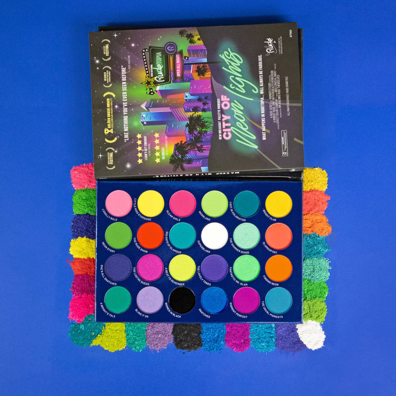 Rude Cosmetics | City of Neon Lights - 24 Vibrant Pigment & Eyeshadow Palette