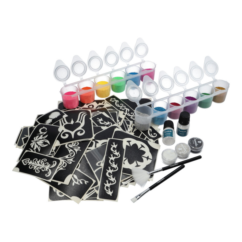 Glittertattoo Set Big Festival PRO | Komplettes Glittertattoo Set