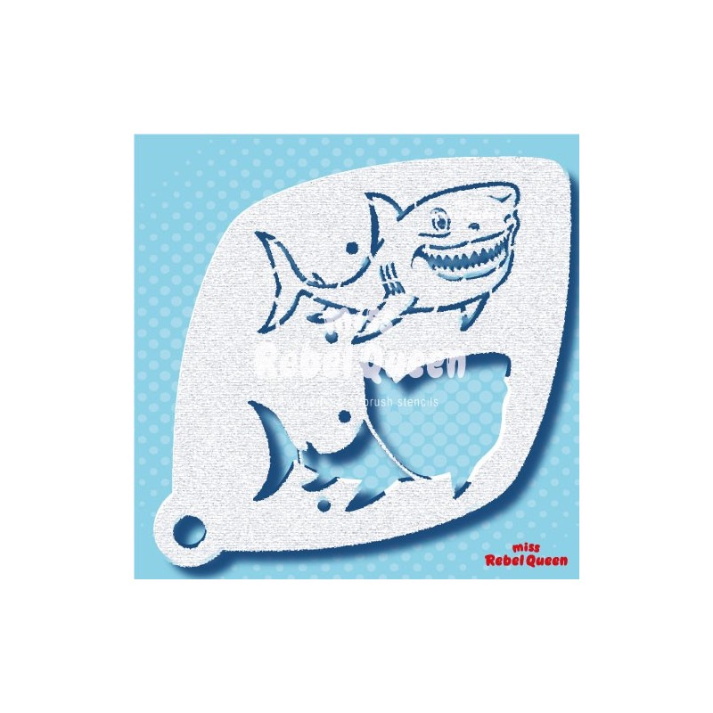 MRQ Stencils |Schminksjabloon Sharkey Shark 2steps