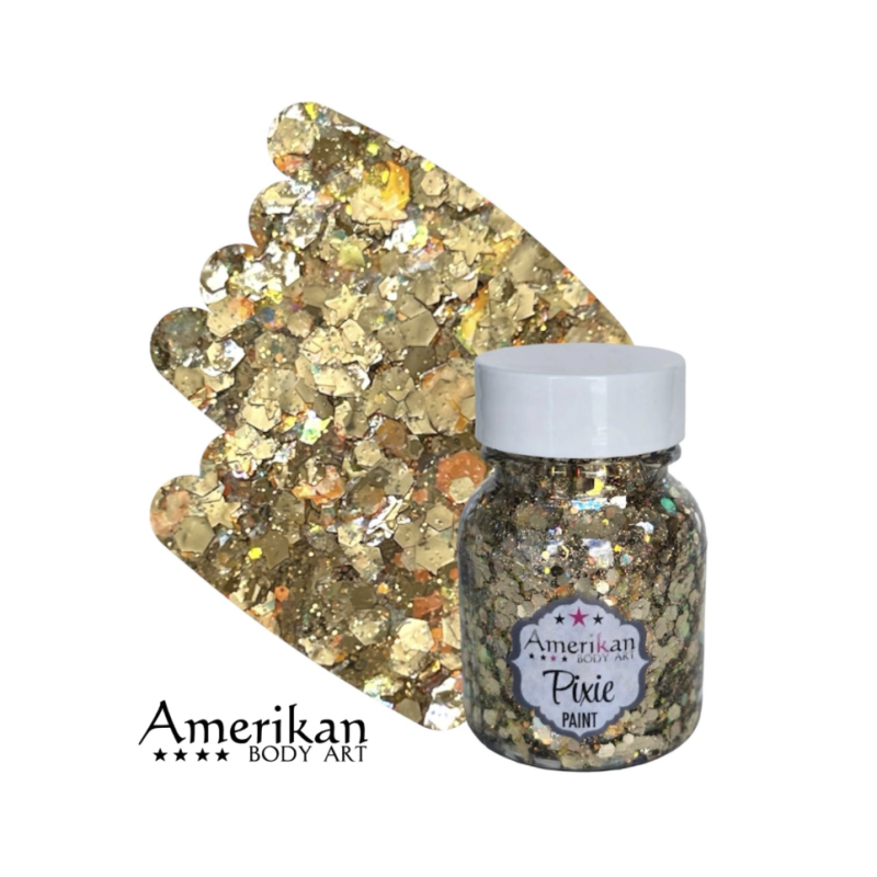 Pixie Paint Glittergel | Lucky Star Gold 30 gr | | Für Haut & Haar | Festivalglitter