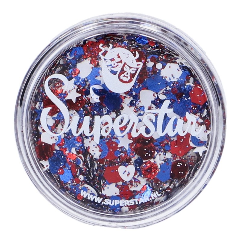 Superstar Cosmetic Glitter | Chunky Glitter Cream | Red White Blue  10ml